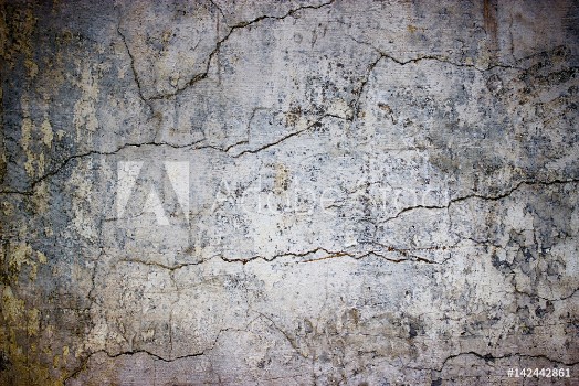 Picture of Cracked concrete wall covered with gray cement texture as background for design